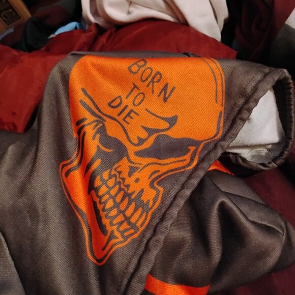 Mens Black Full Zip Skeleton Bones Skull Hoodie 4X but fits XL - Picture 4 of 6